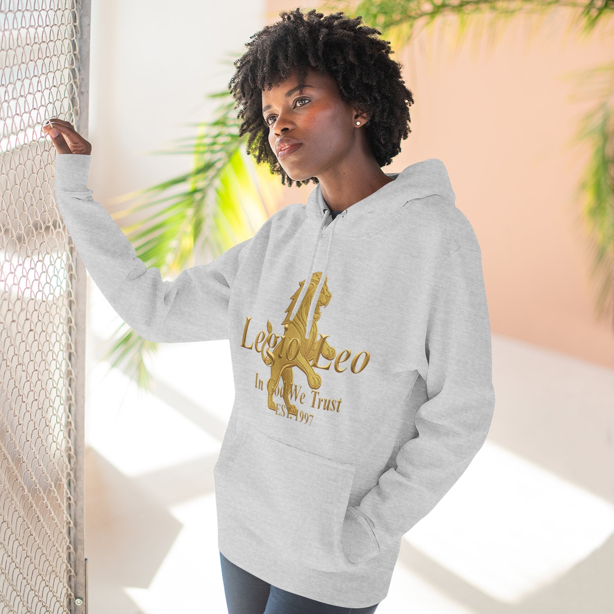 Legio Leo Golden Edition Fleece Hoodie – Minimal Gold Script Pullover