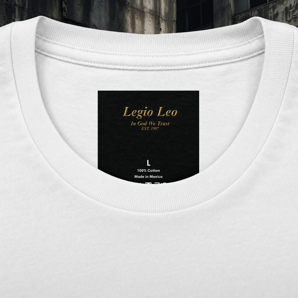 Legio Leo Graphic Tee — "In God We Trust" Back Print Cotton T-Shirt