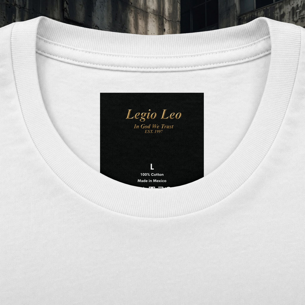 Legio Leo Graphic Tee — "In God We Trust" Back Print Cotton T-Shirt