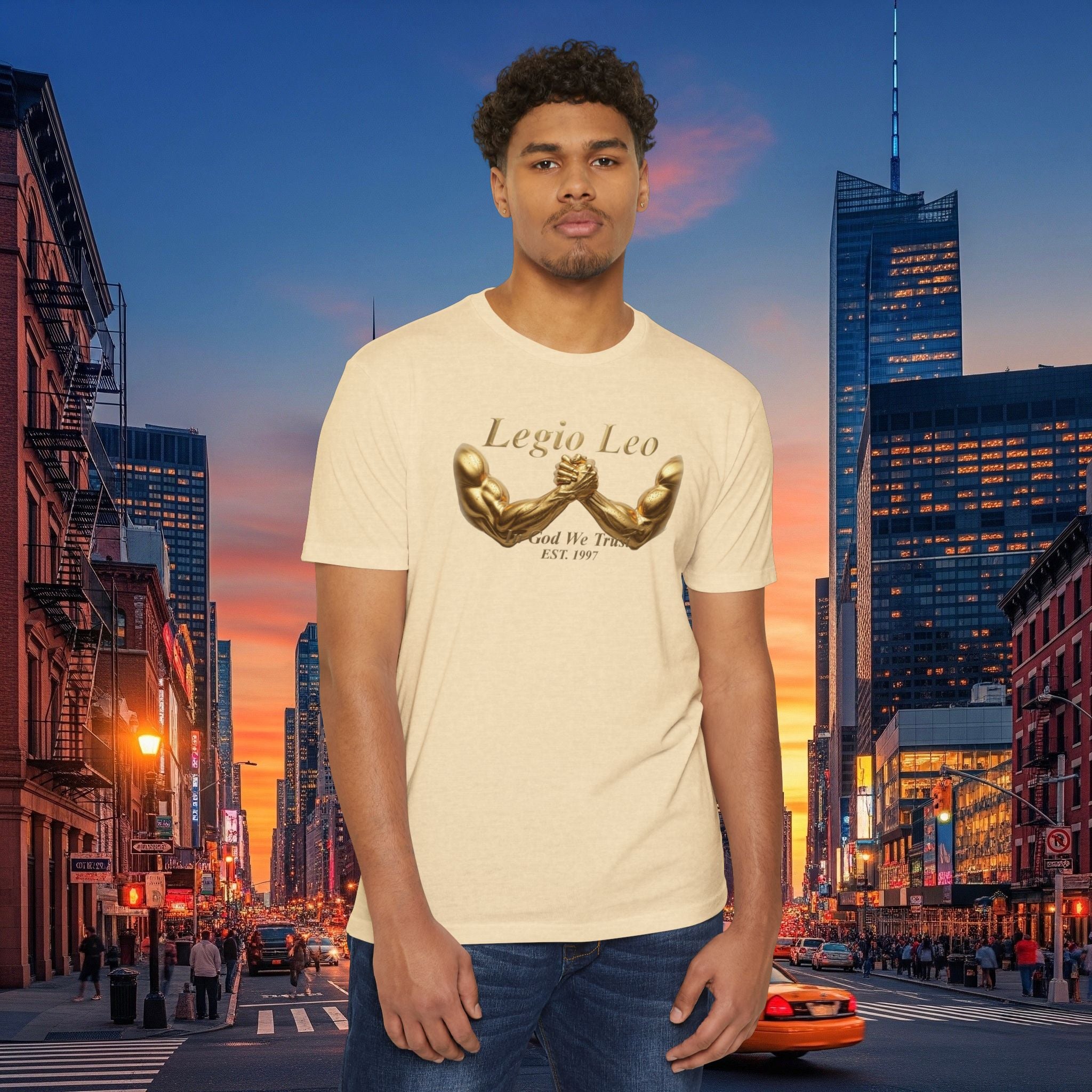 Legio Leo Strength T-Shirt — 'Legio Leo' Gold Arm Wrestling Design