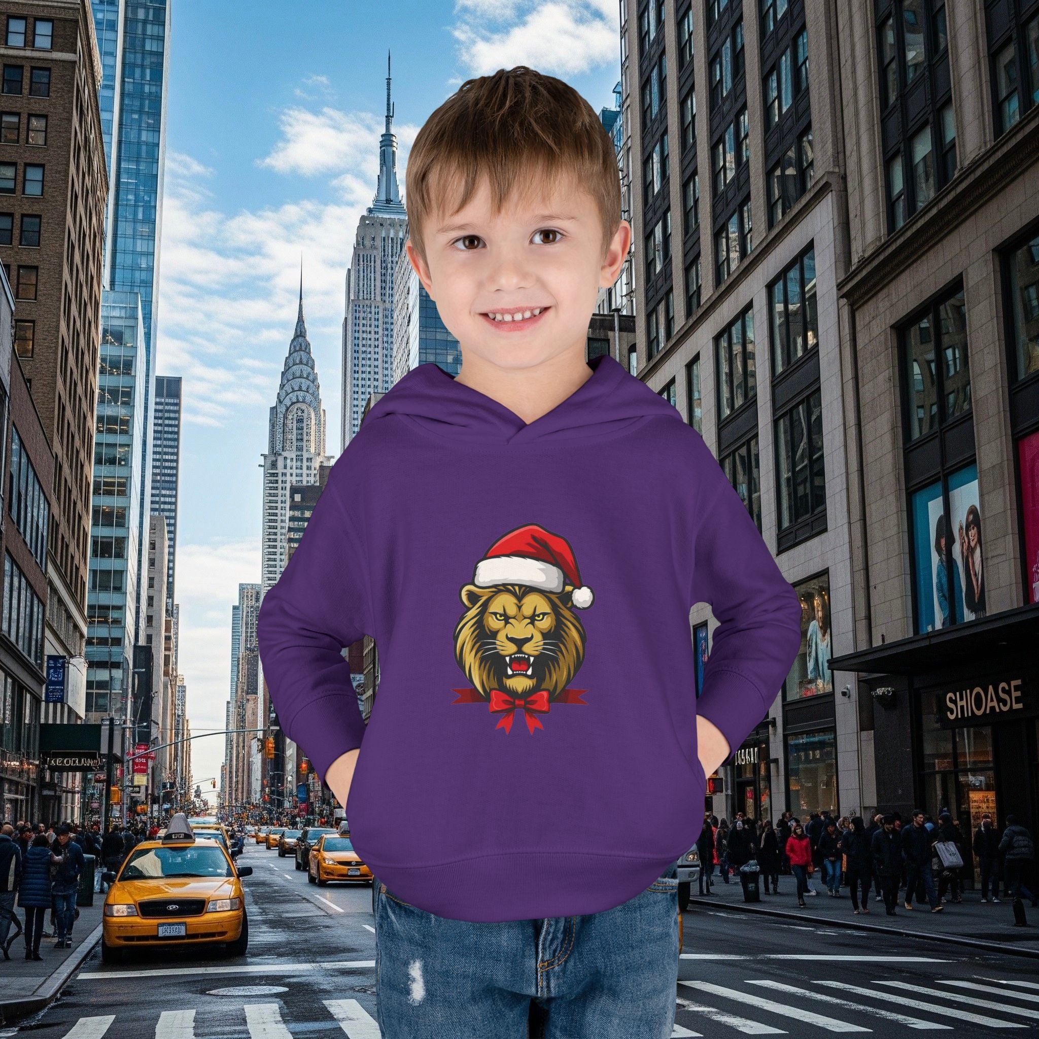 Christmas Legio Leo’s Toddler Pullover Fleece Hoodie (Grown Lion)