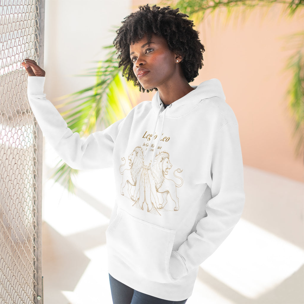 Legio Leo Fleece Hoodie – Minimal Gold Script Pullover Guardian Design