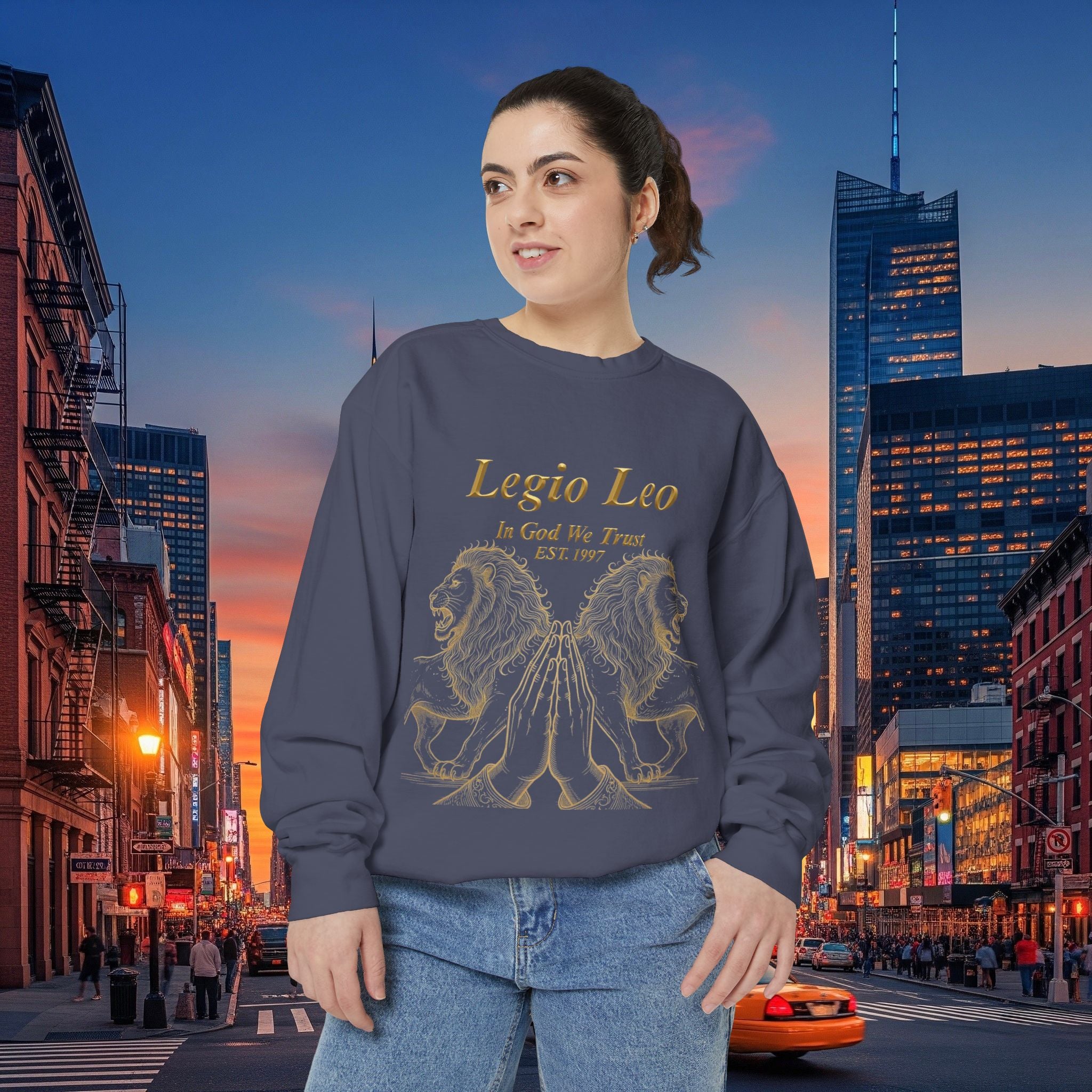 Legio Leo Sweatshirt – Minimal Gold Script Battle Ready Lions Crewneck