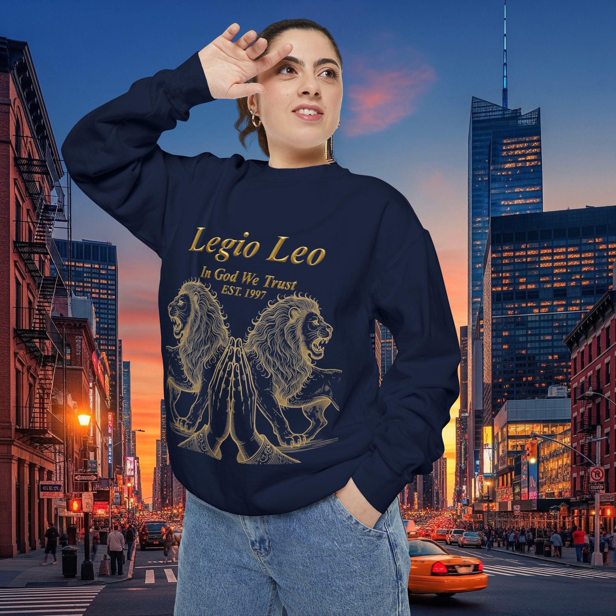 Legio Leo Sweatshirt – Minimal Gold Script Battle Ready Lions Crewneck