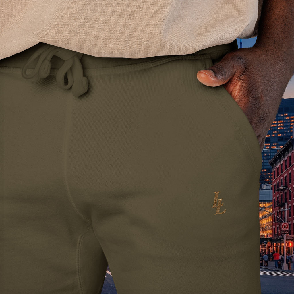 Legio Leo Sweatpants — OverLapping L’s Embroidery Design Cozy Fleece Joggers