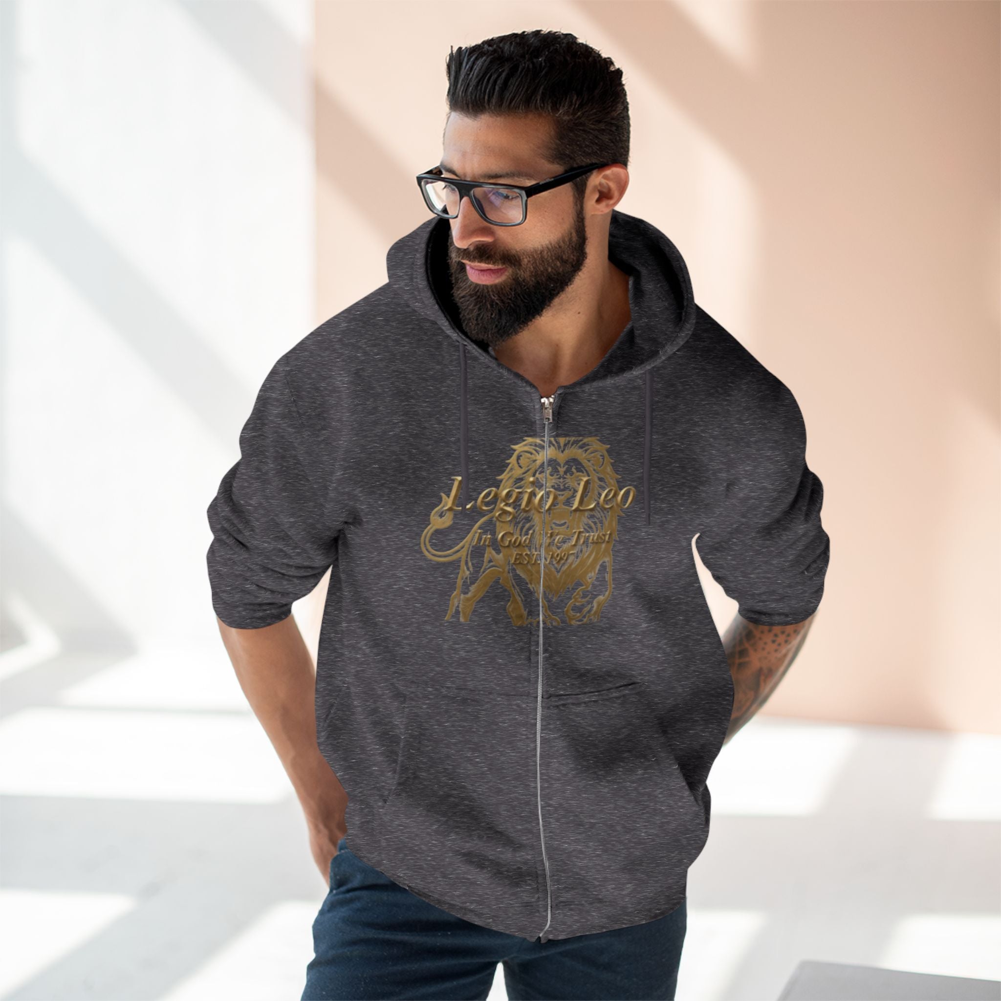 Legio Leo Warrior Zip Hoodie — "Fierce" Definition Streetwear