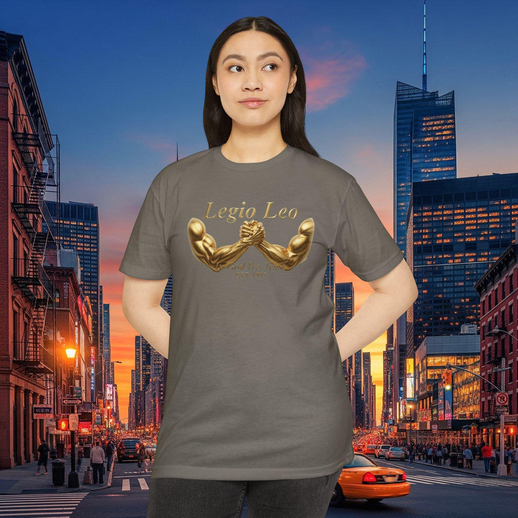 Legio Leo Strength T-Shirt — 'Legio Leo' Gold Arm Wrestling Design