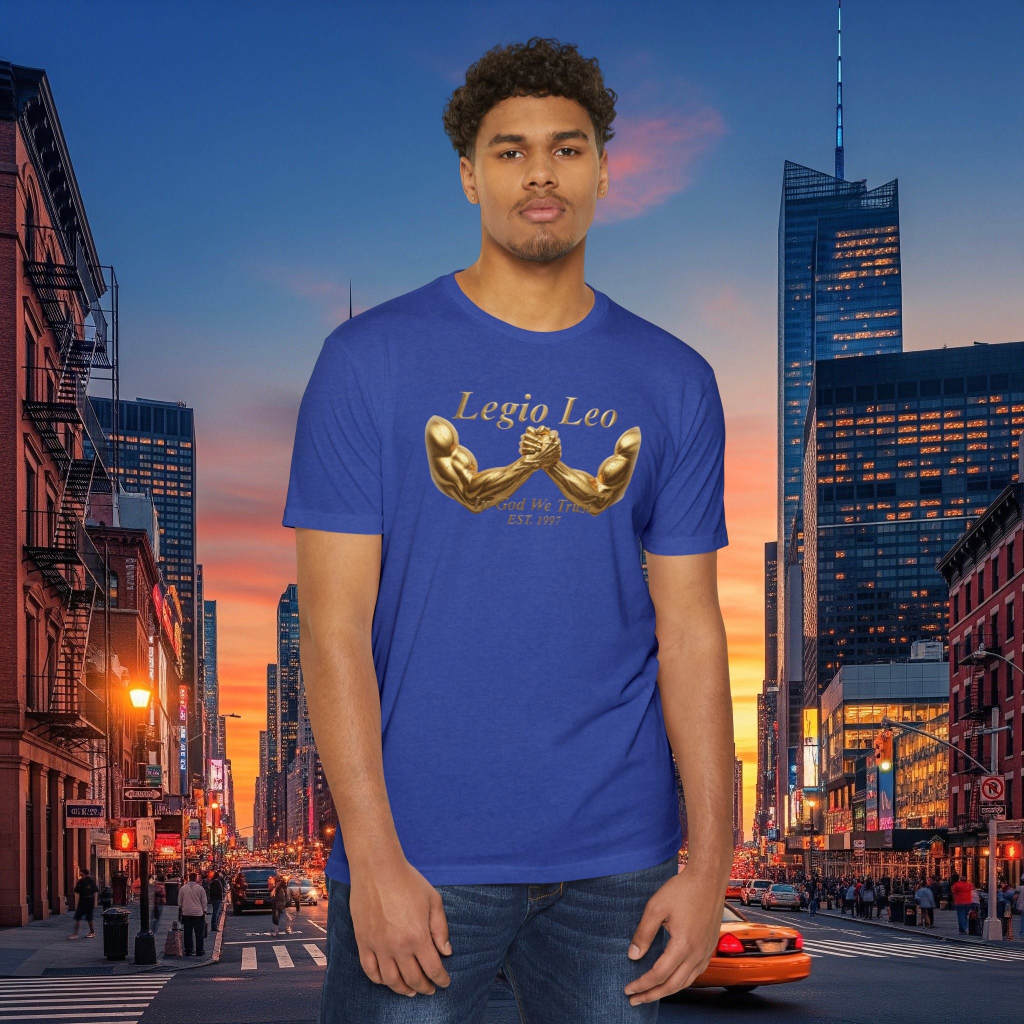 Legio Leo Strength T-Shirt — 'Legio Leo' Gold Arm Wrestling Design