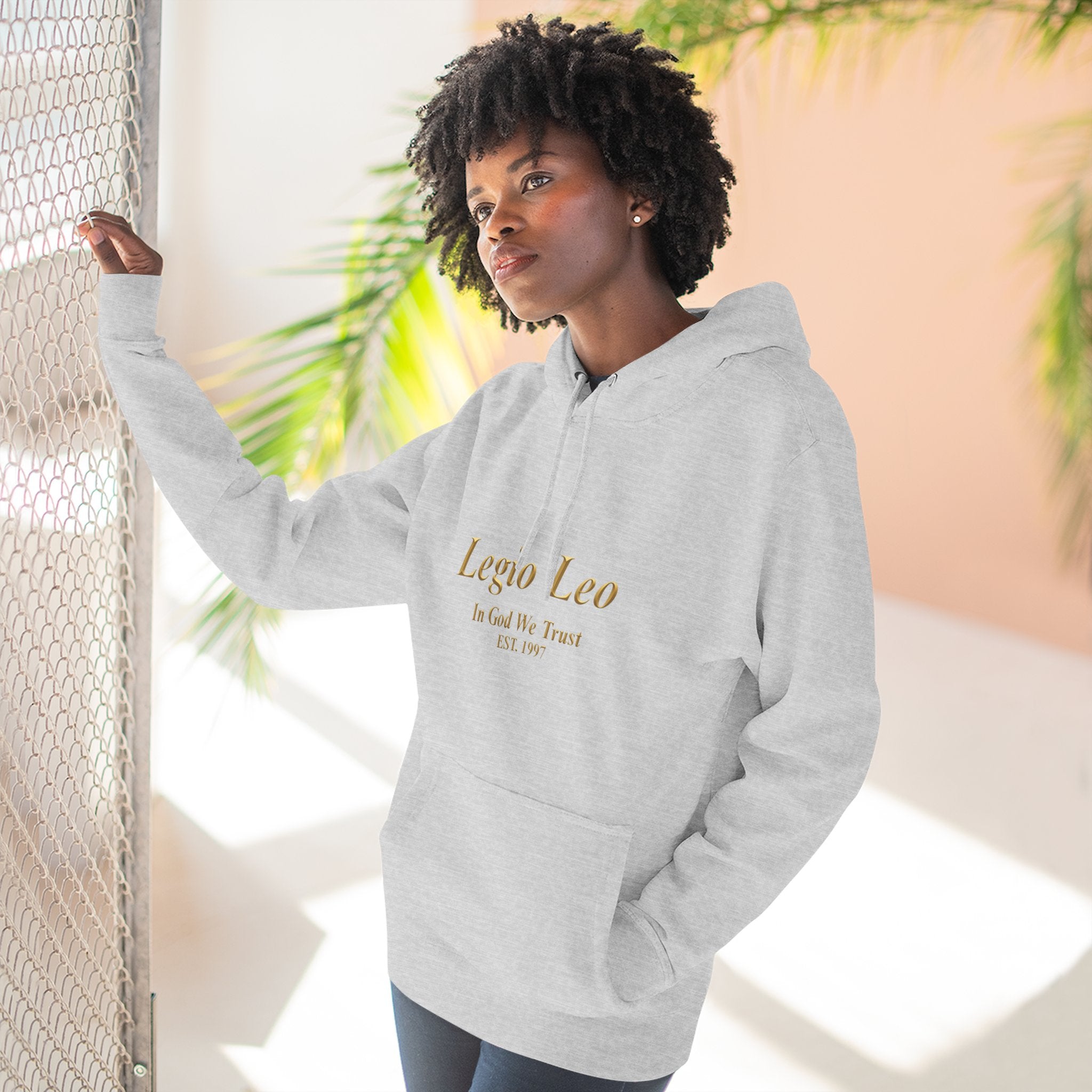 Legio Leo Fleece Hoodie – Minimal Gold Script Pullover