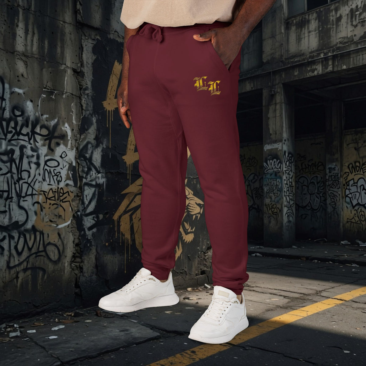 Legio Leo Embroidered Streetwear Fleece Sweatpants