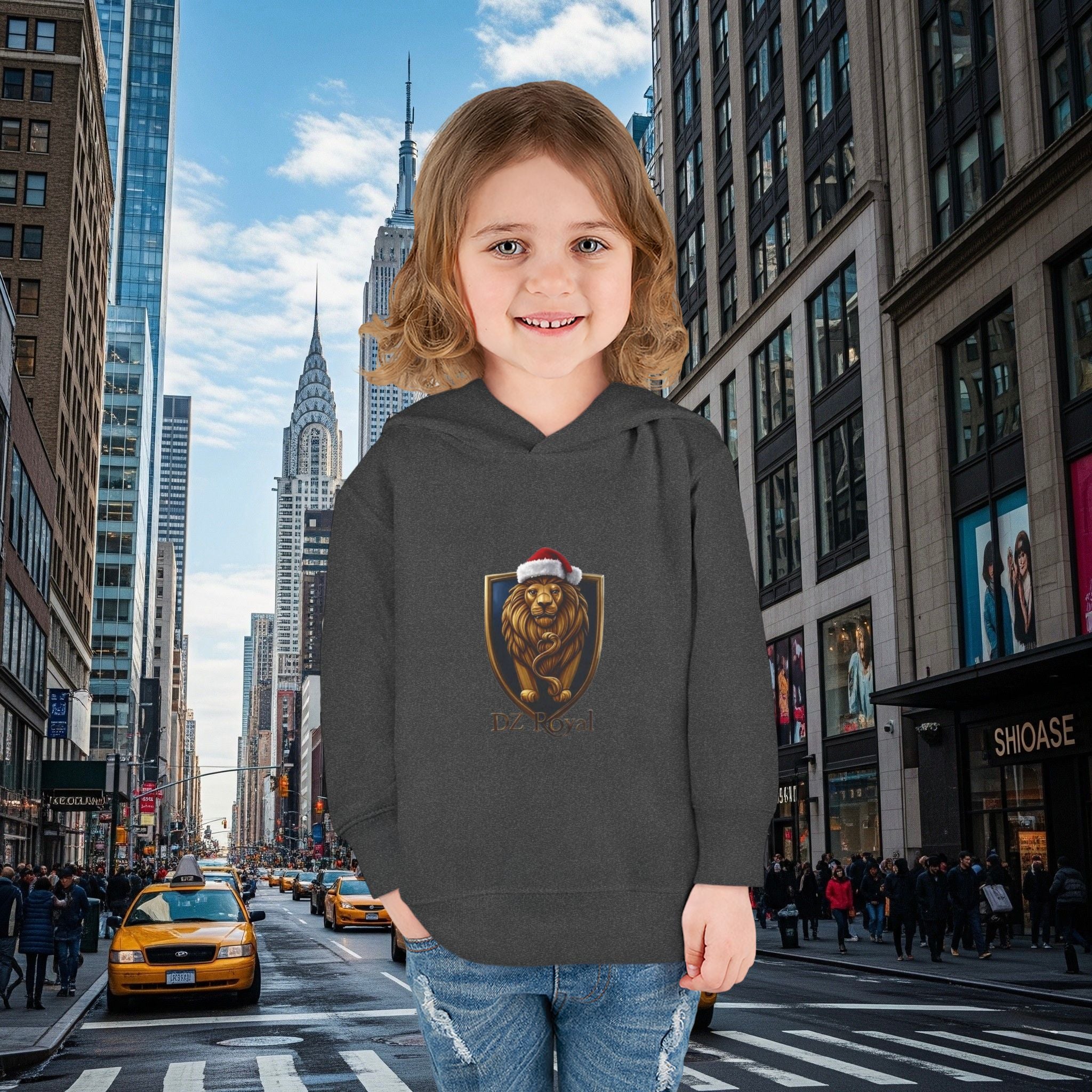 DZ Royal Christmas Toddler Pullover Fleece Hoodie (Grown Lion)
