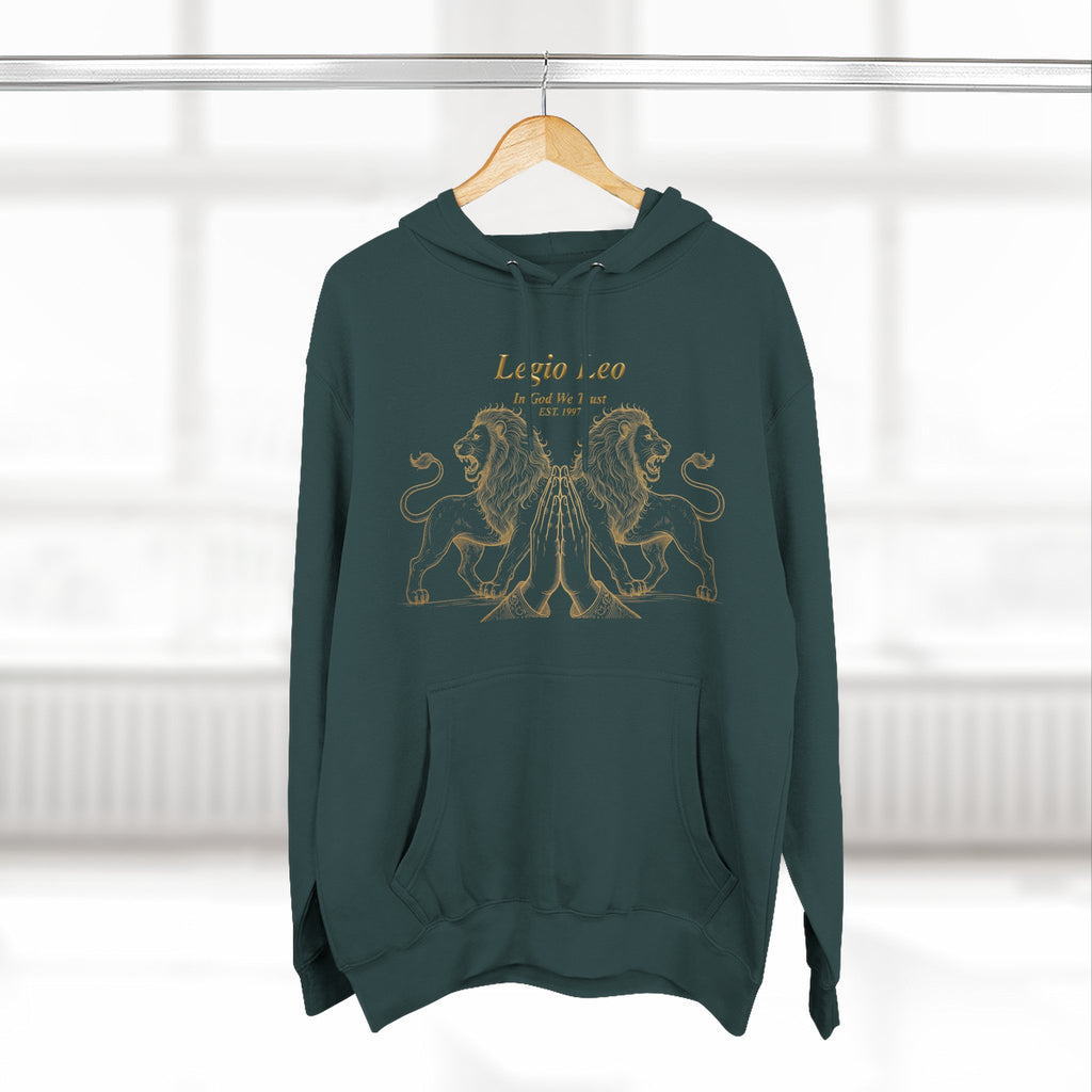 Legio Leo Fleece Hoodie – Minimal Gold Script Pullover Guardian Design