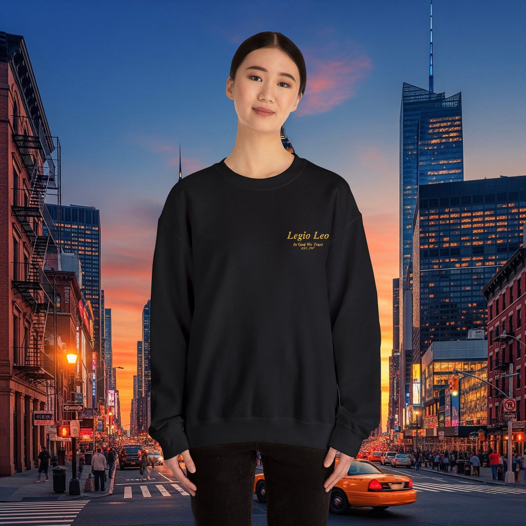 Legio Leo Crewneck Sweatshirt | In God We Trust Embroidery