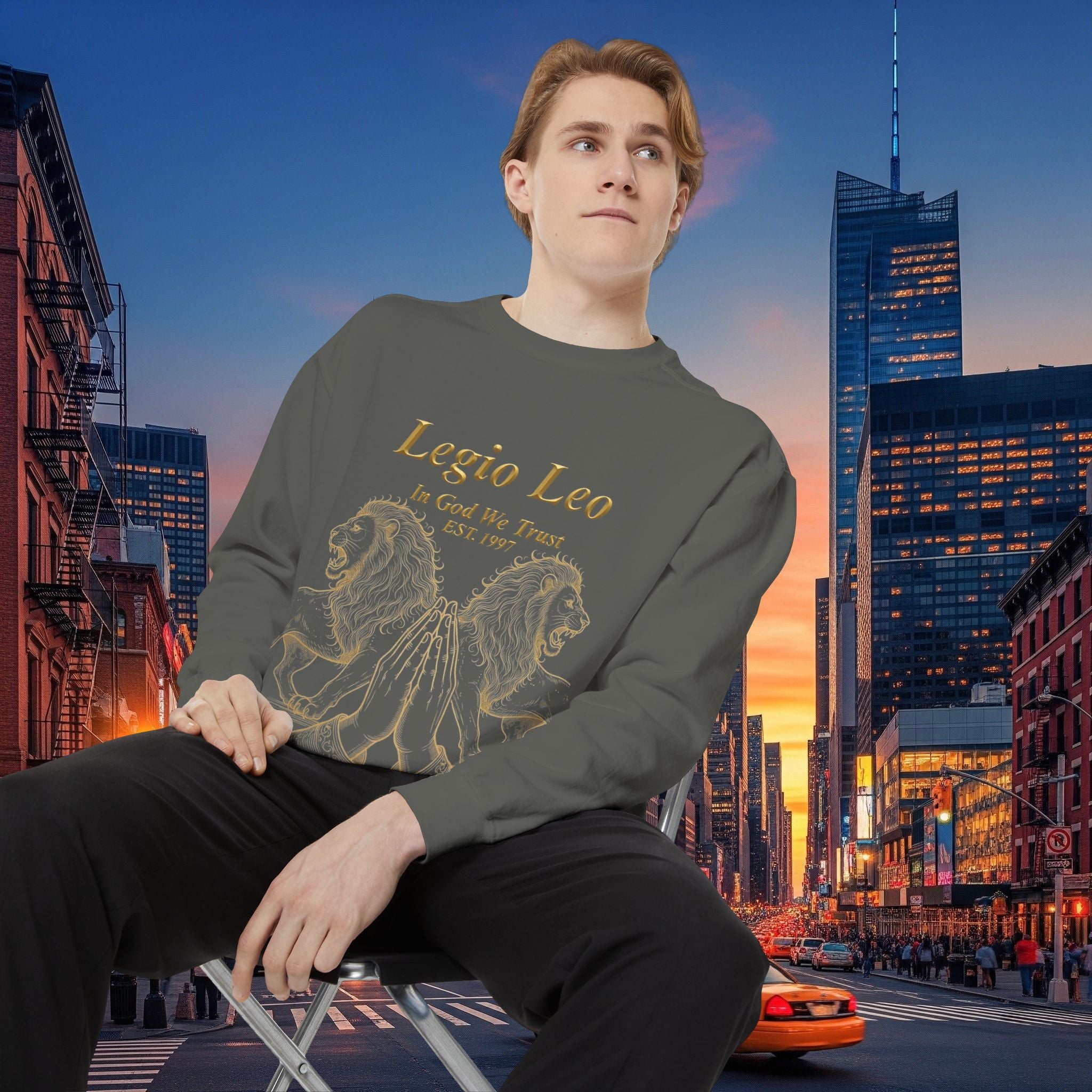 Legio Leo Sweatshirt – Minimal Gold Script Battle Ready Lions Crewneck