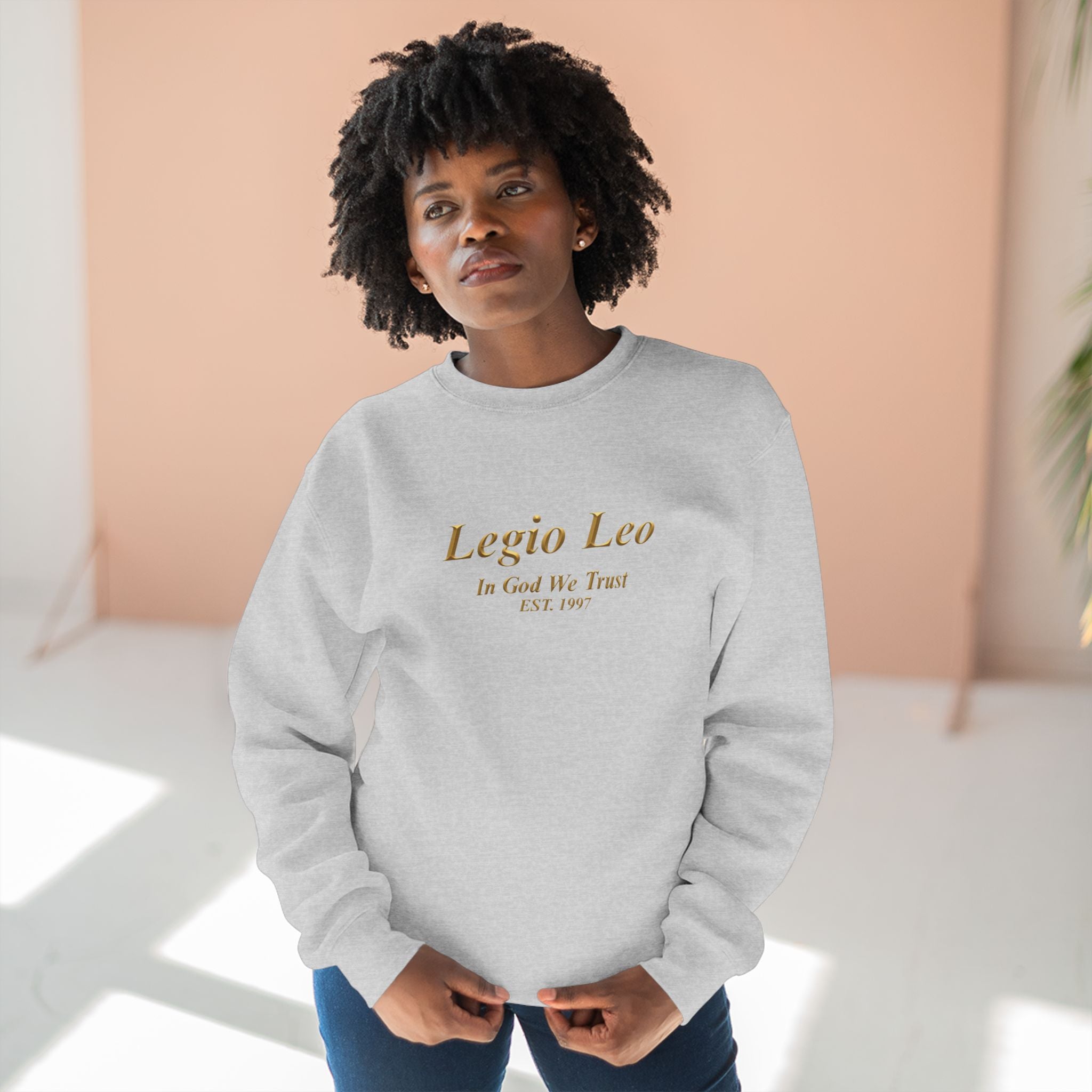 Legio Leo Crewneck Sweatshirt — 'In God We Trust' Minimalist Logo Sweatshirt
