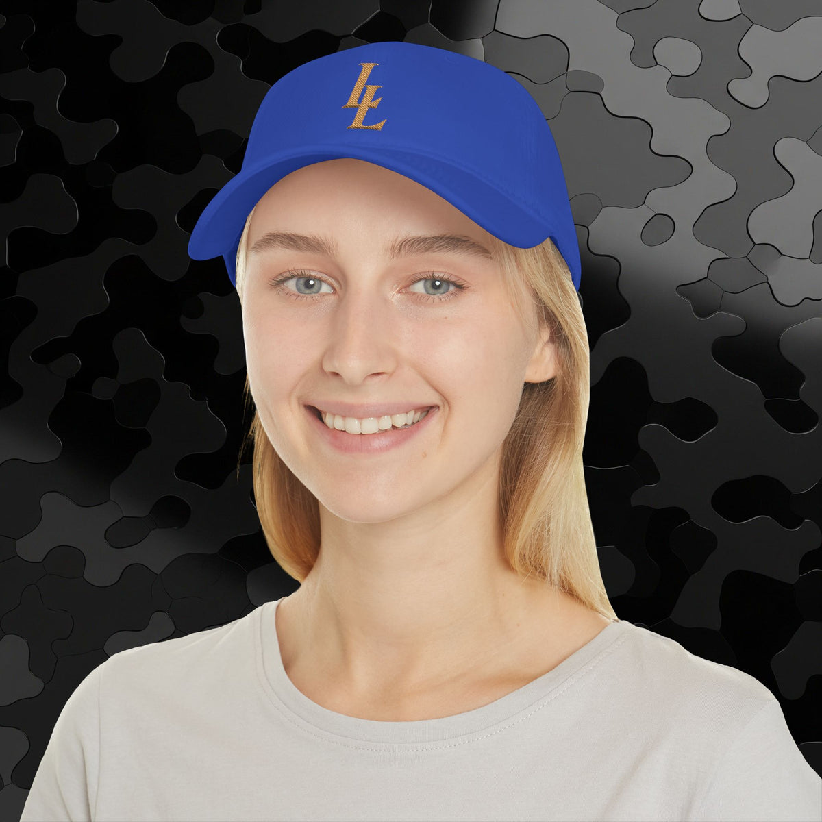 Embroidery Gold 'LL' Low-Profile Baseball Cap — Adjustable Hat