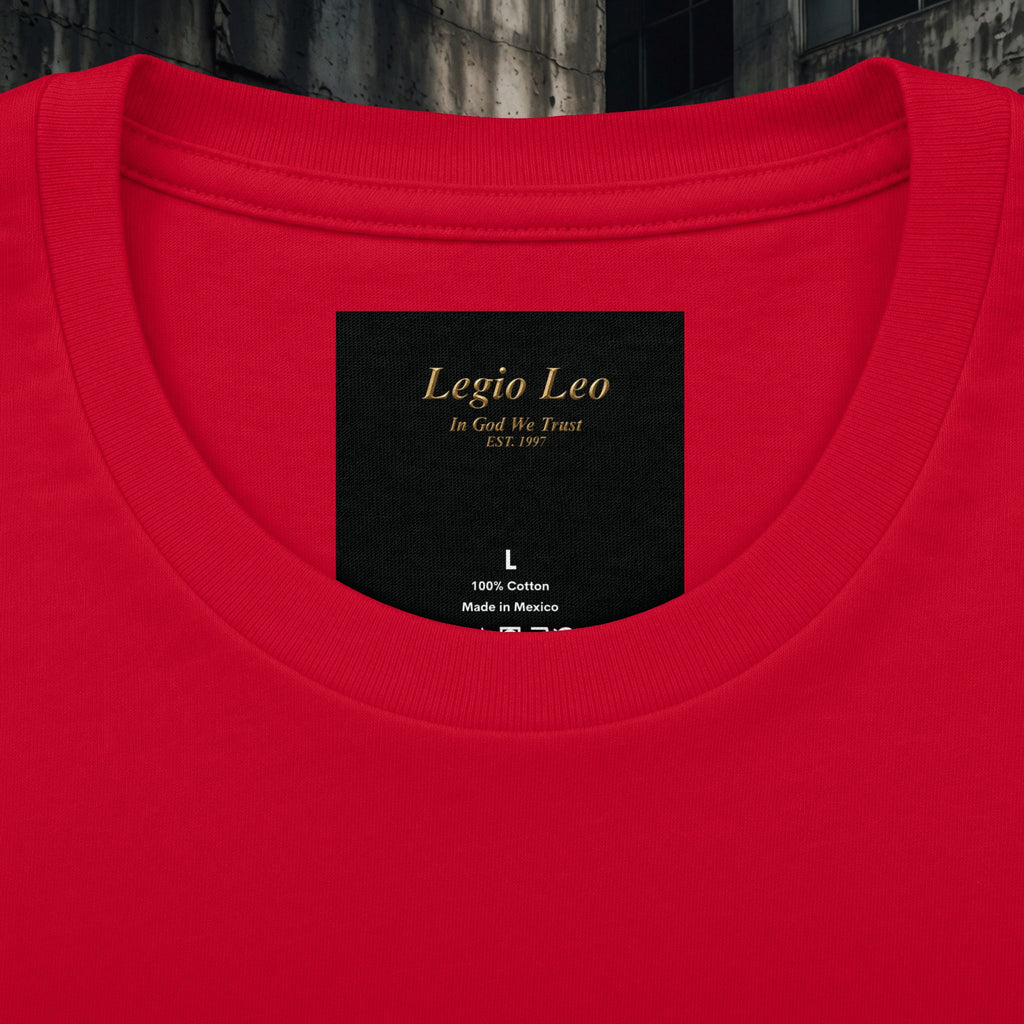 Legio Leo Graphic Tee — "In God We Trust" Back Print Cotton T-Shirt