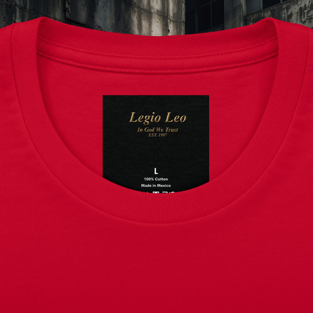 Legio Leo Graphic Tee — "In God We Trust" Back Print Cotton T-Shirt