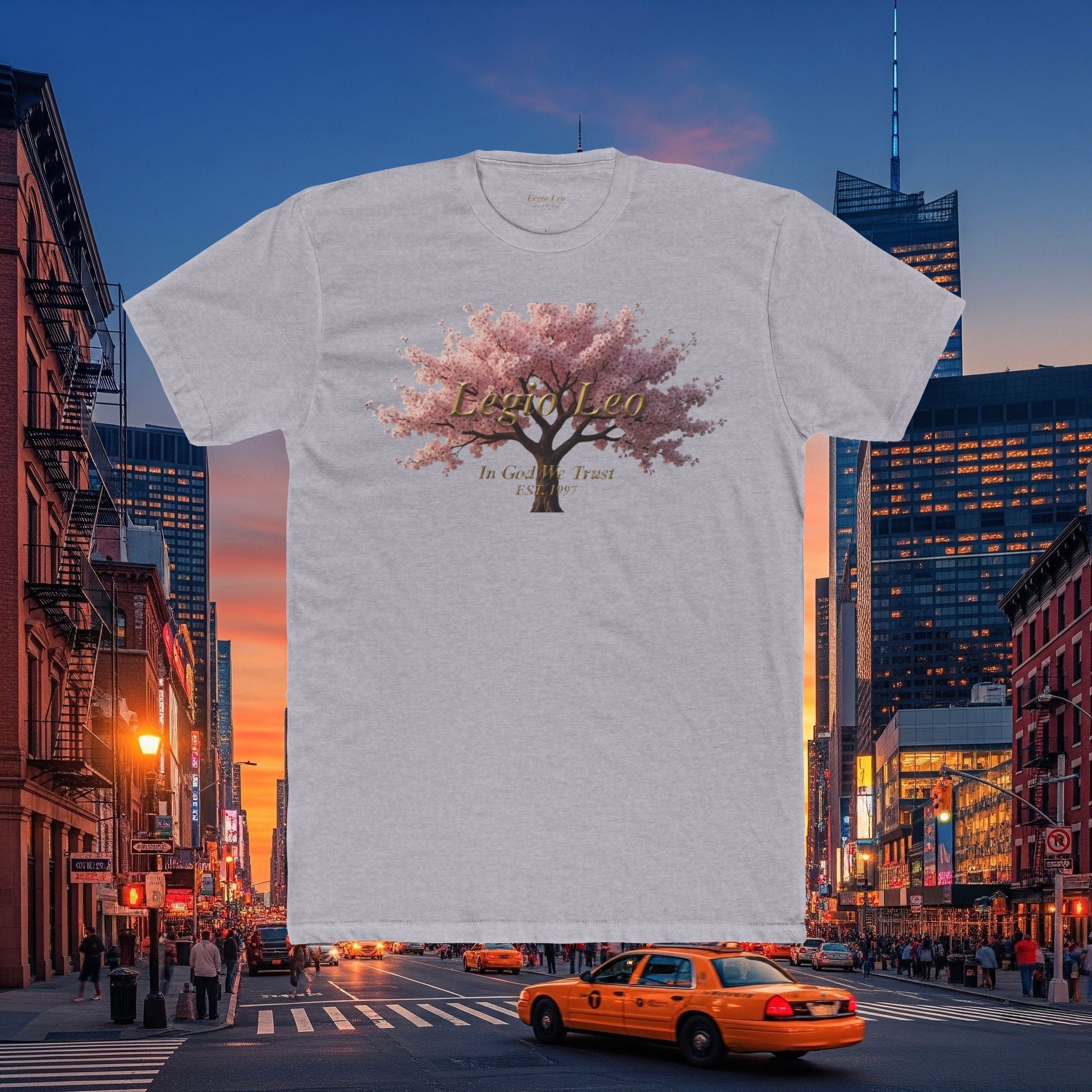 Classic Cotton Tee — Minimal Everyday Crew Shirt | Cherry Blossom Design