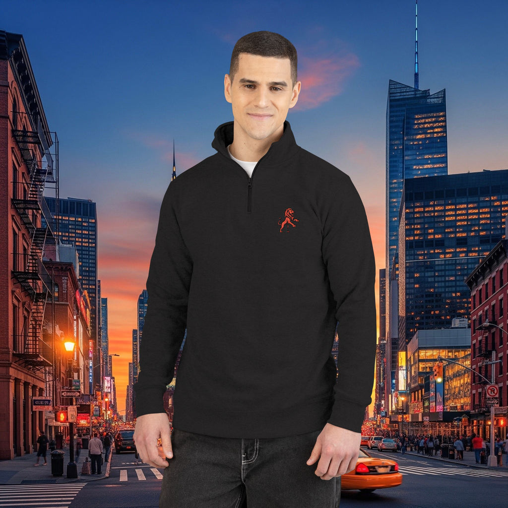 Classic Legio Leo by DZ Royal Embroidered Lion & 97 Fleece Pullover - Cozy Zip-Neck Sweatshirt