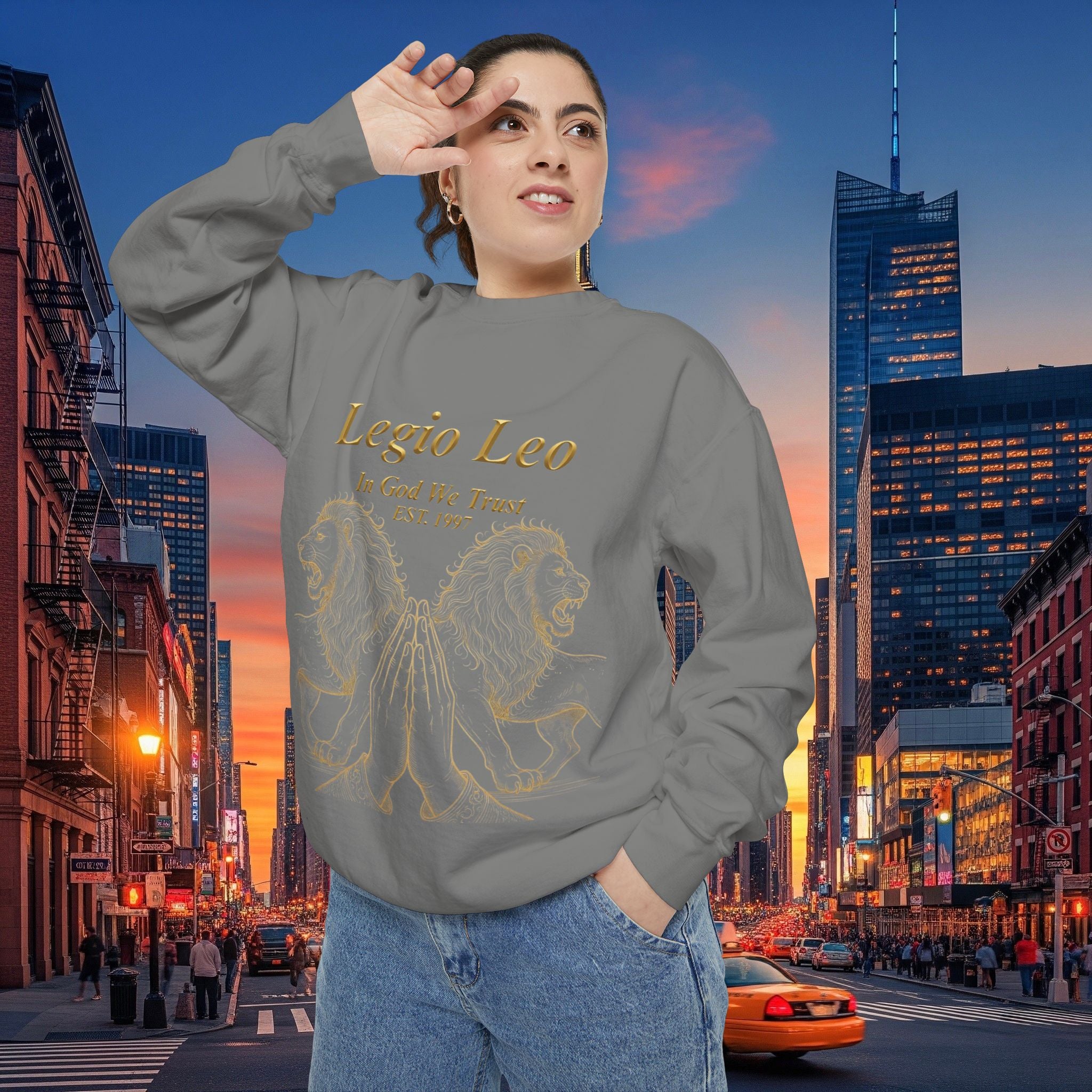 Legio Leo Sweatshirt – Minimal Gold Script Battle Ready Lions Crewneck