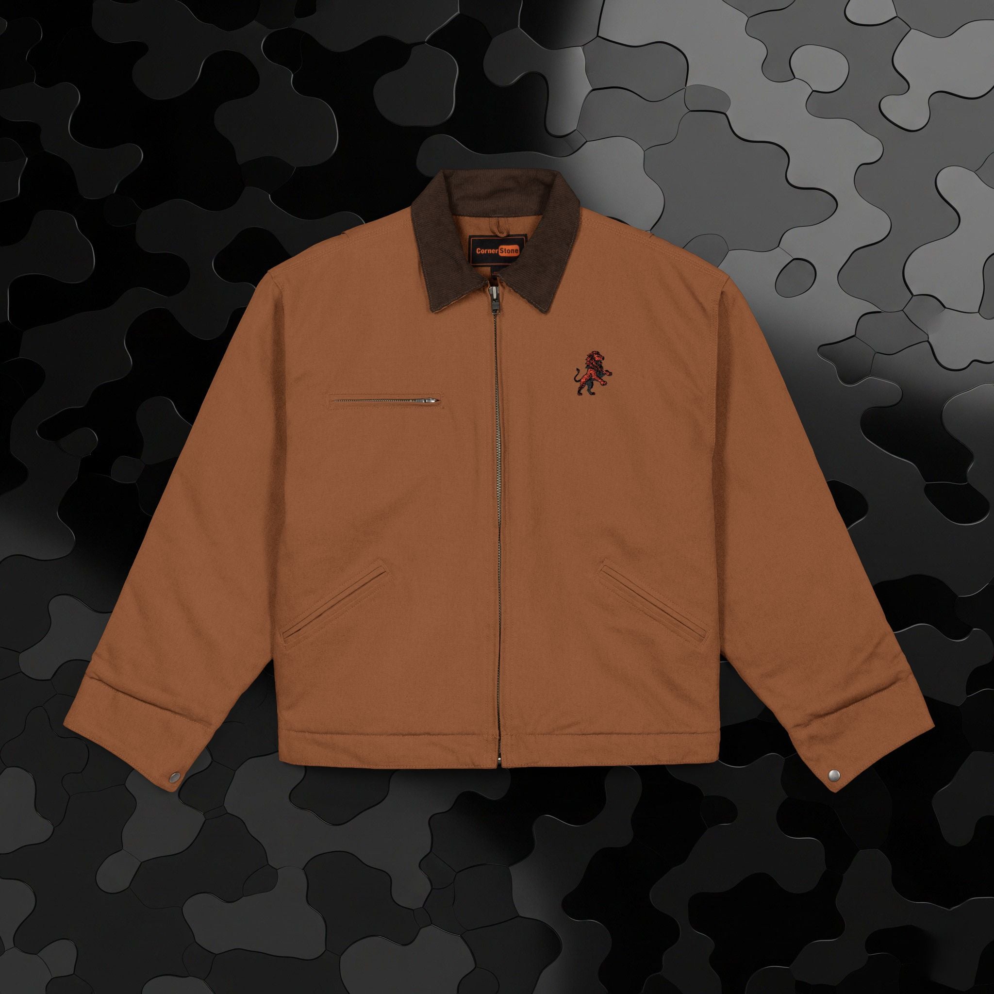 Legio Leo by DZ Royal Embroidered Duck Cloth Work Jacket — Durable Black Canvas Utility Coat