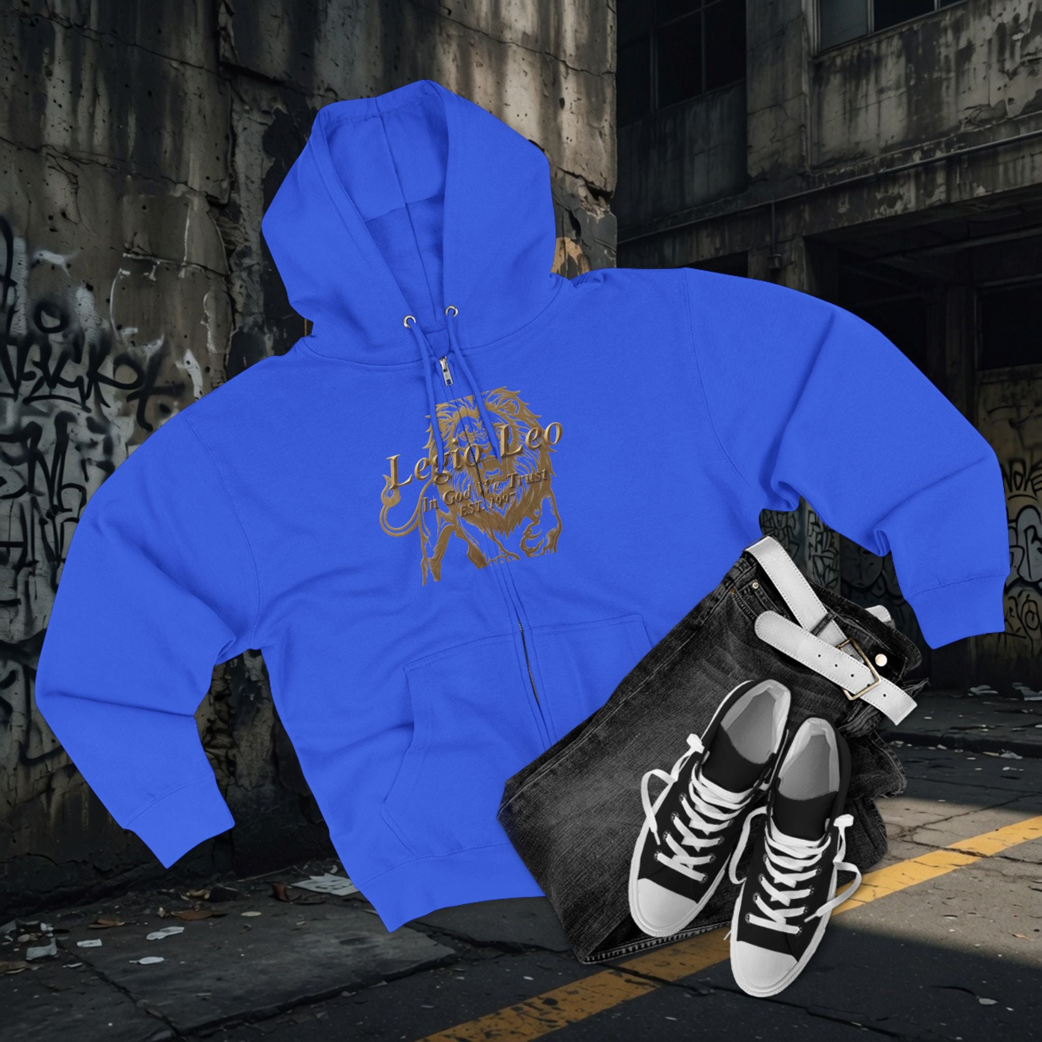 Legio Leo Warrior Zip Hoodie — "Fierce" Definition Streetwear