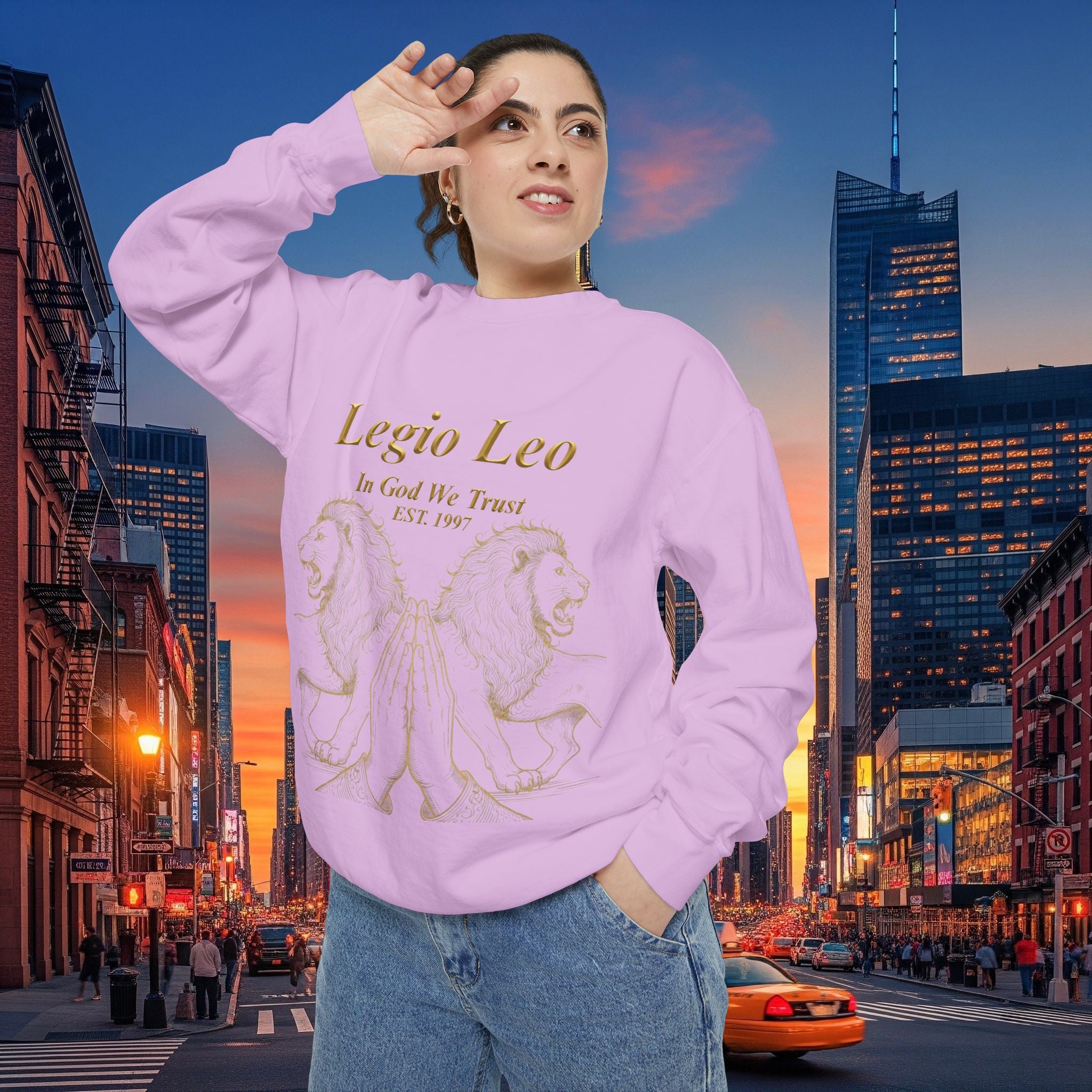 Legio Leo Sweatshirt – Minimal Gold Script Battle Ready Lions Crewneck