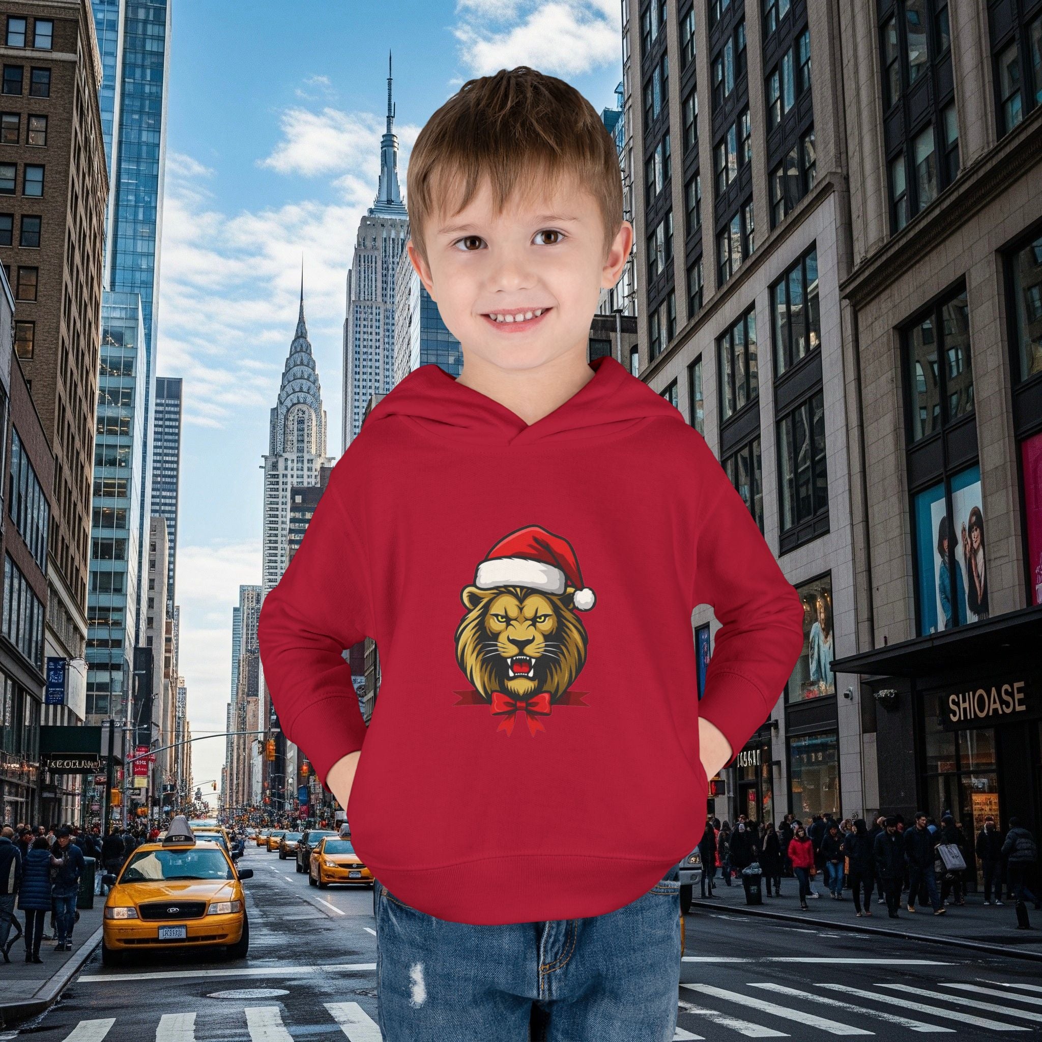 Christmas Legio Leo’s Toddler Pullover Fleece Hoodie (Grown Lion)